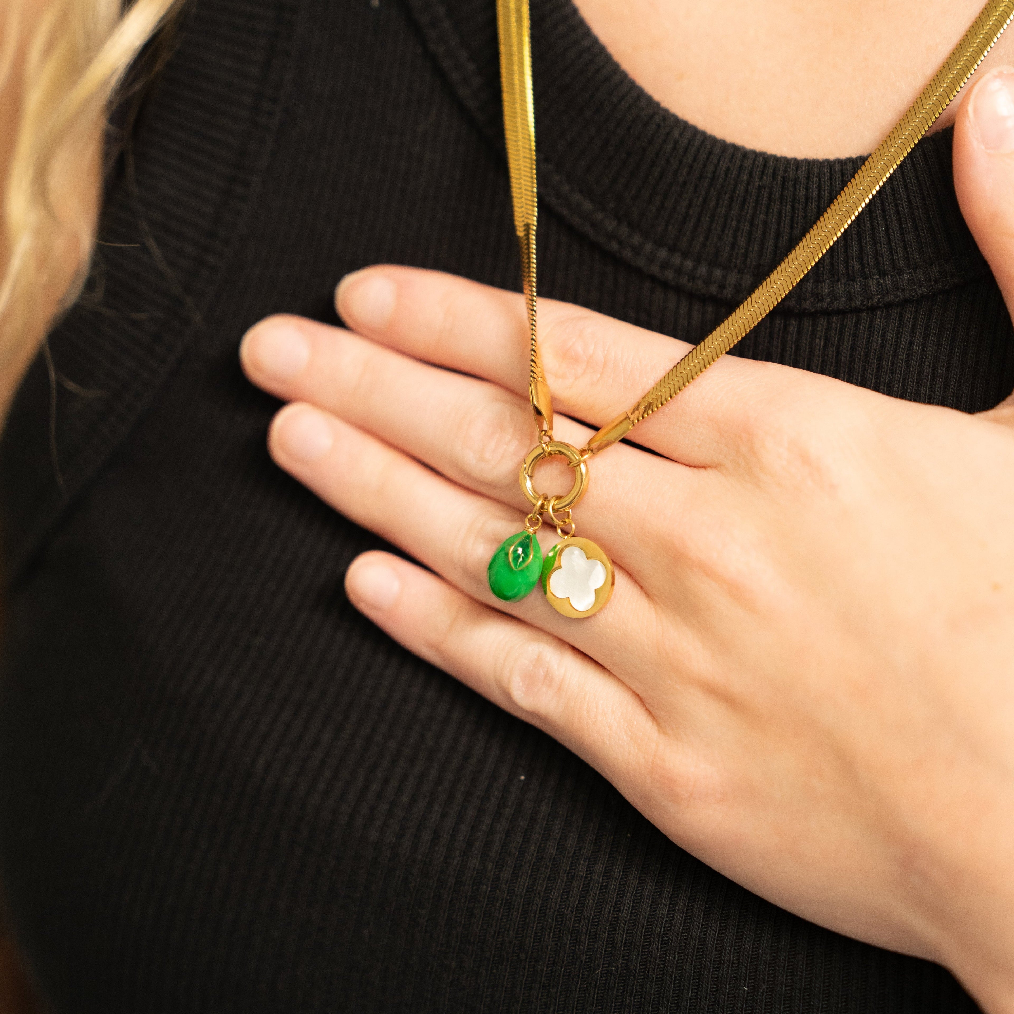 18K Gold Floral Charm – Pearl Pendant | Tarnish Resistant Stainless Steel Jewelry