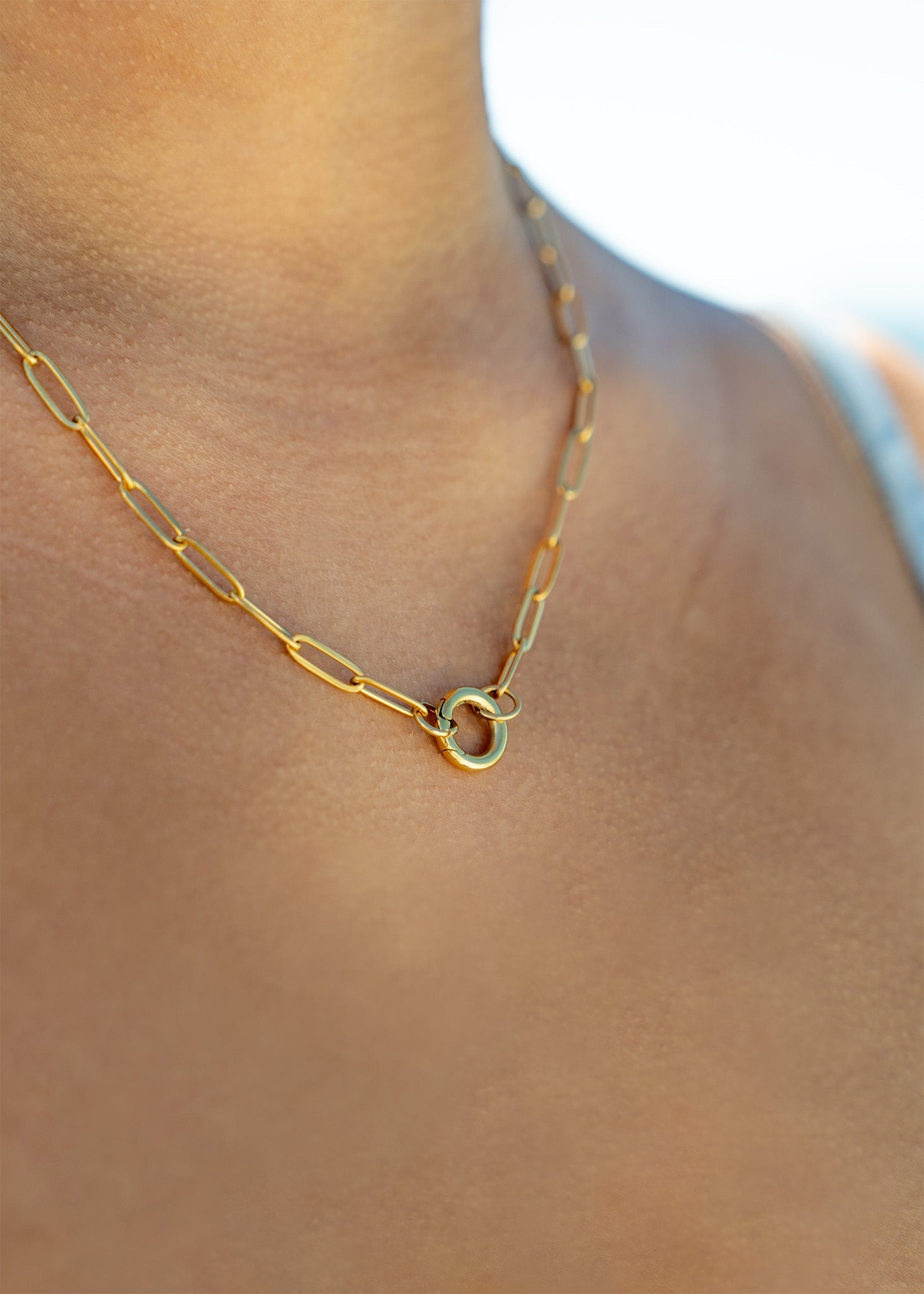 Paperclip Charm Necklace – 18K Gold Chain With Durable Custom Charm Holder