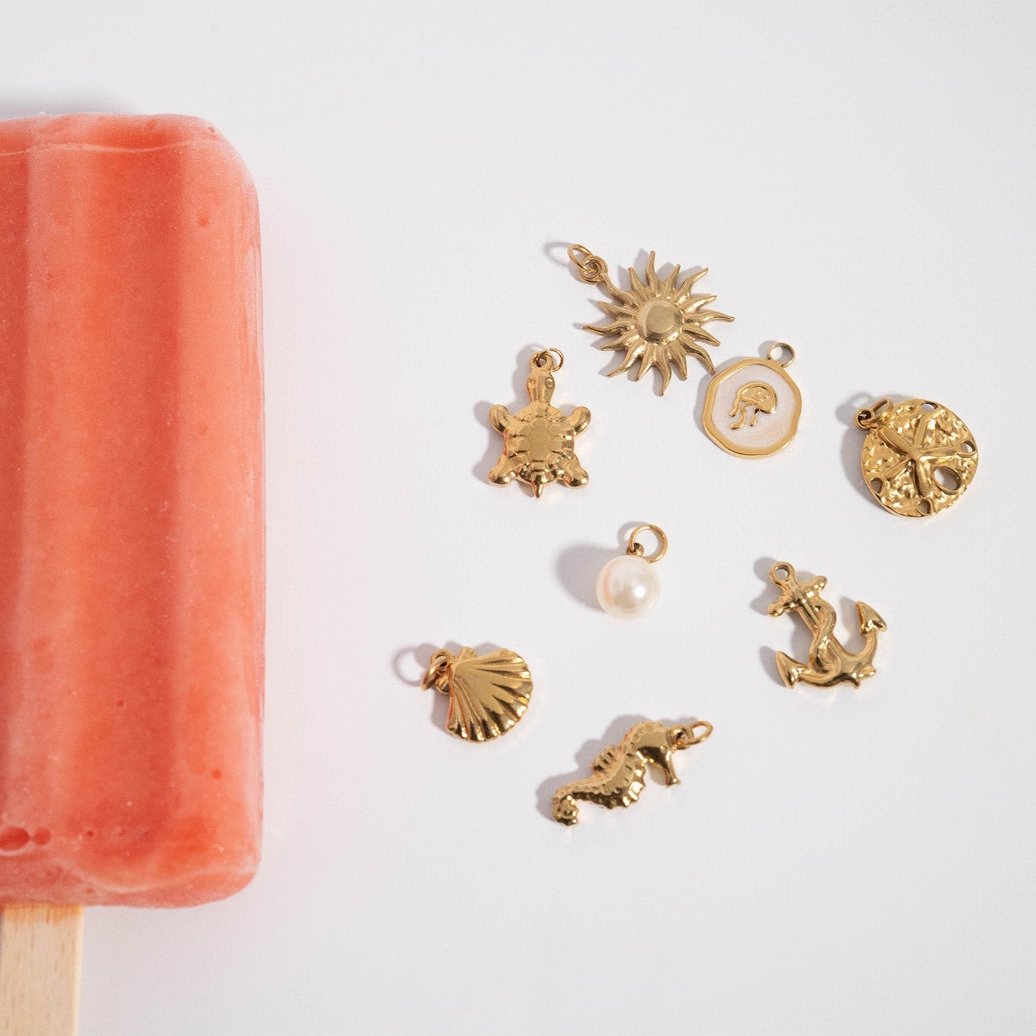 18K Gold Anchor Charm – Waterproof Stainless Steel Nautical Pendant Jewelry