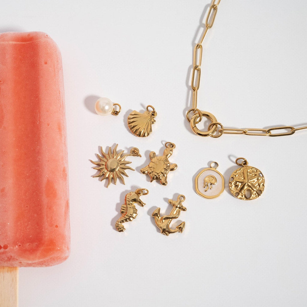 18K Gold Anchor Charm – Waterproof Stainless Steel Nautical Pendant Jewelry