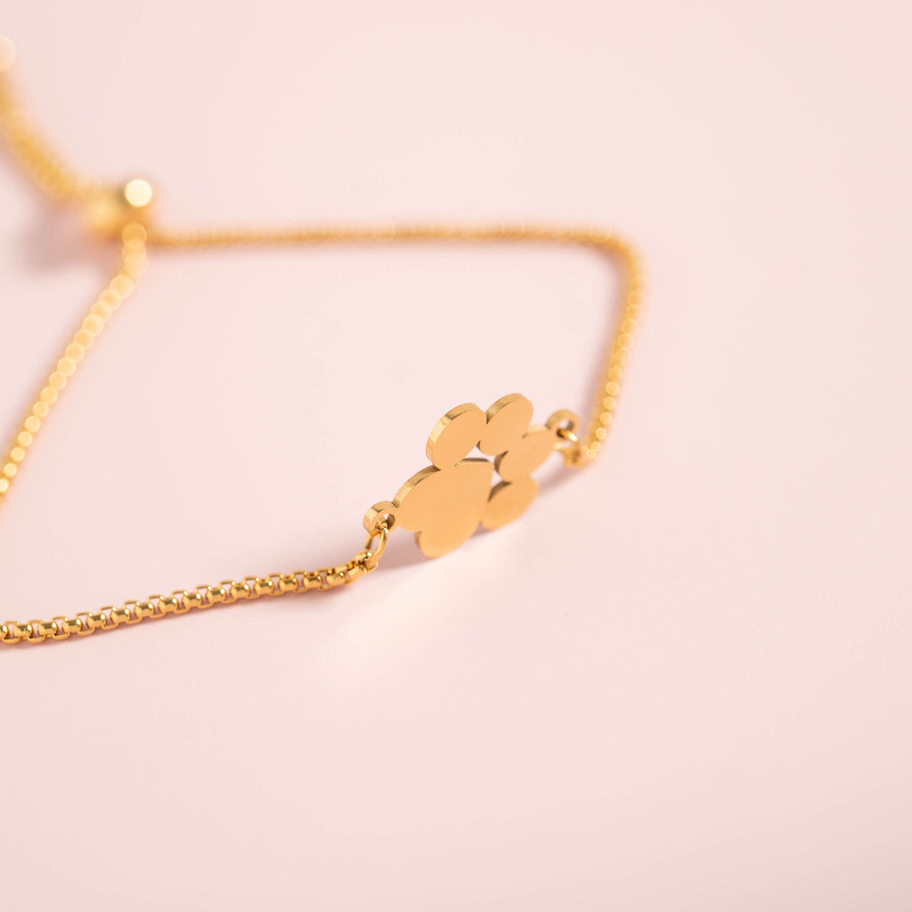 Paw Print Charm – 18K Gold Stainless Steel Engraved Pet Owner Gift