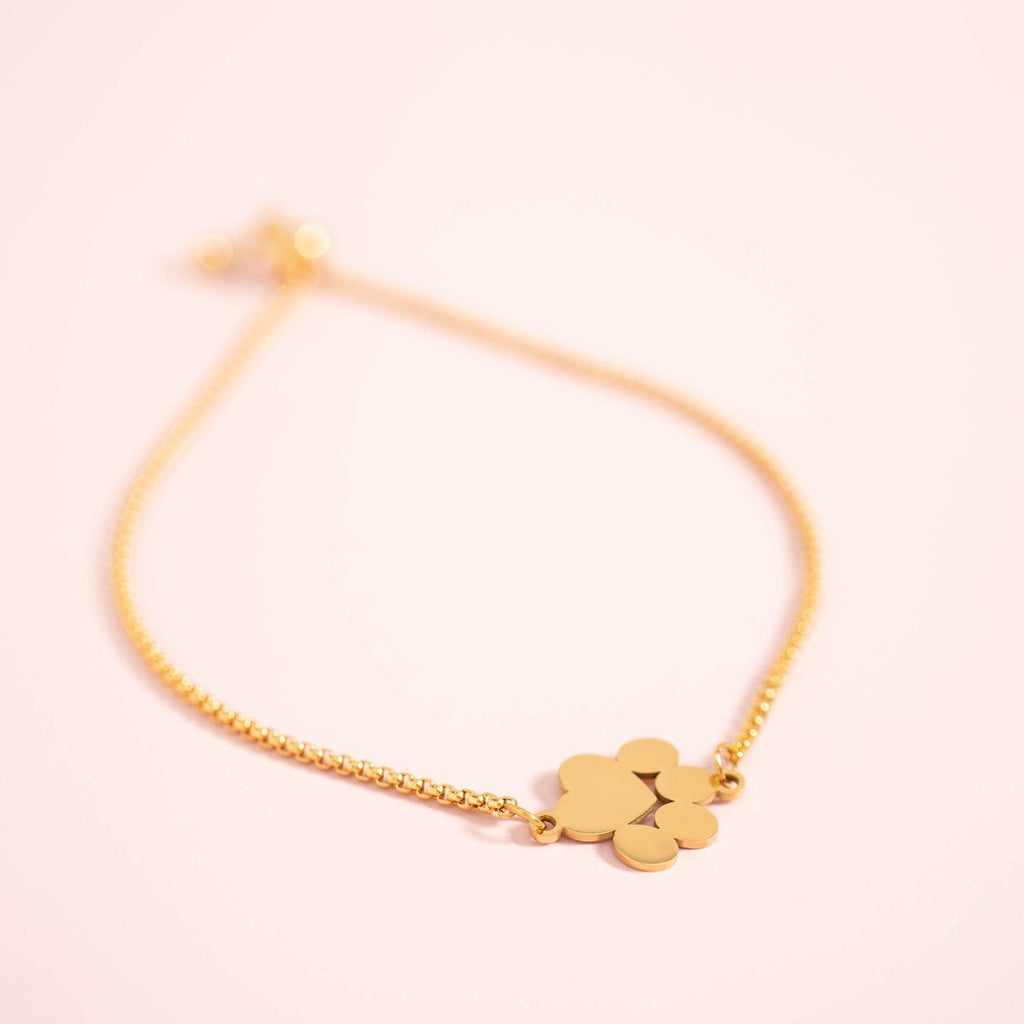 Paw Print Charm – 18K Gold Stainless Steel Engraved Pet Owner Gift