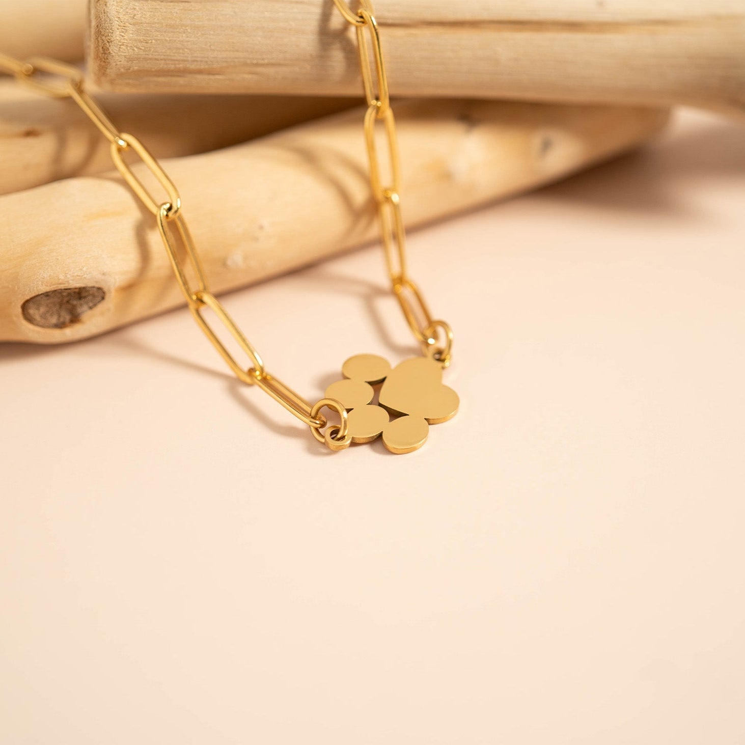 Paw Print Charm – 18K Gold Stainless Steel Engraved Pet Owner Gift