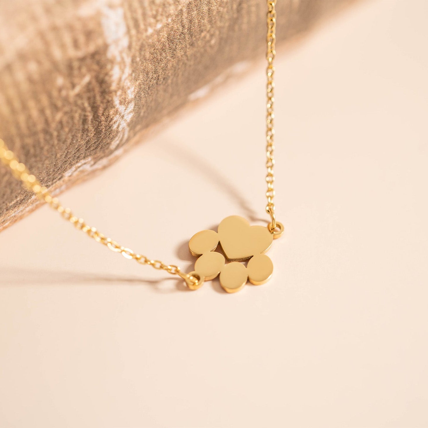 Paw Print Charm – 18K Gold Stainless Steel Engraved Pet Owner Gift