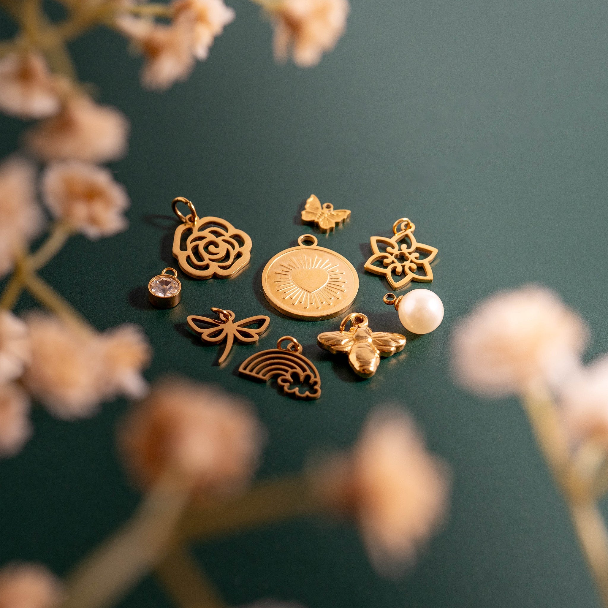 Gold Garden Charm Set – 18K Gold Charms | PVD Coated Stainless Steel Floral Jewelry