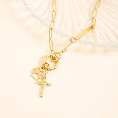 18K Gold PVD Engravable Paperclip Charm Holder Necklace