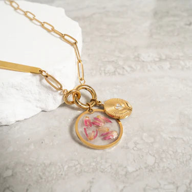 18K Gold PVD Stainless Steel Open Hands Pendant