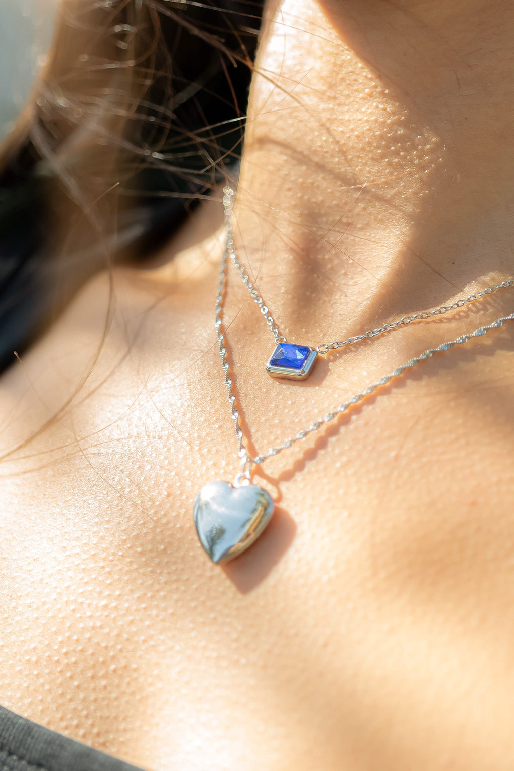 Birthstone Emerald Connector Charm Layered Necklace