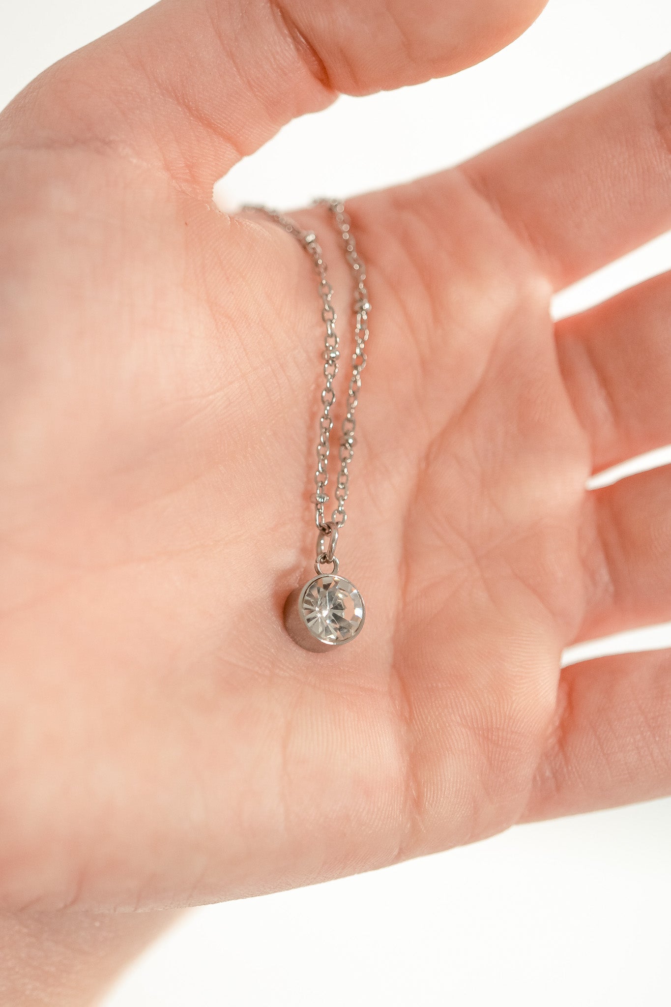 Birthstone Charm – 8mm Gold Plated Stainless Steel Round Gemstone Pendant