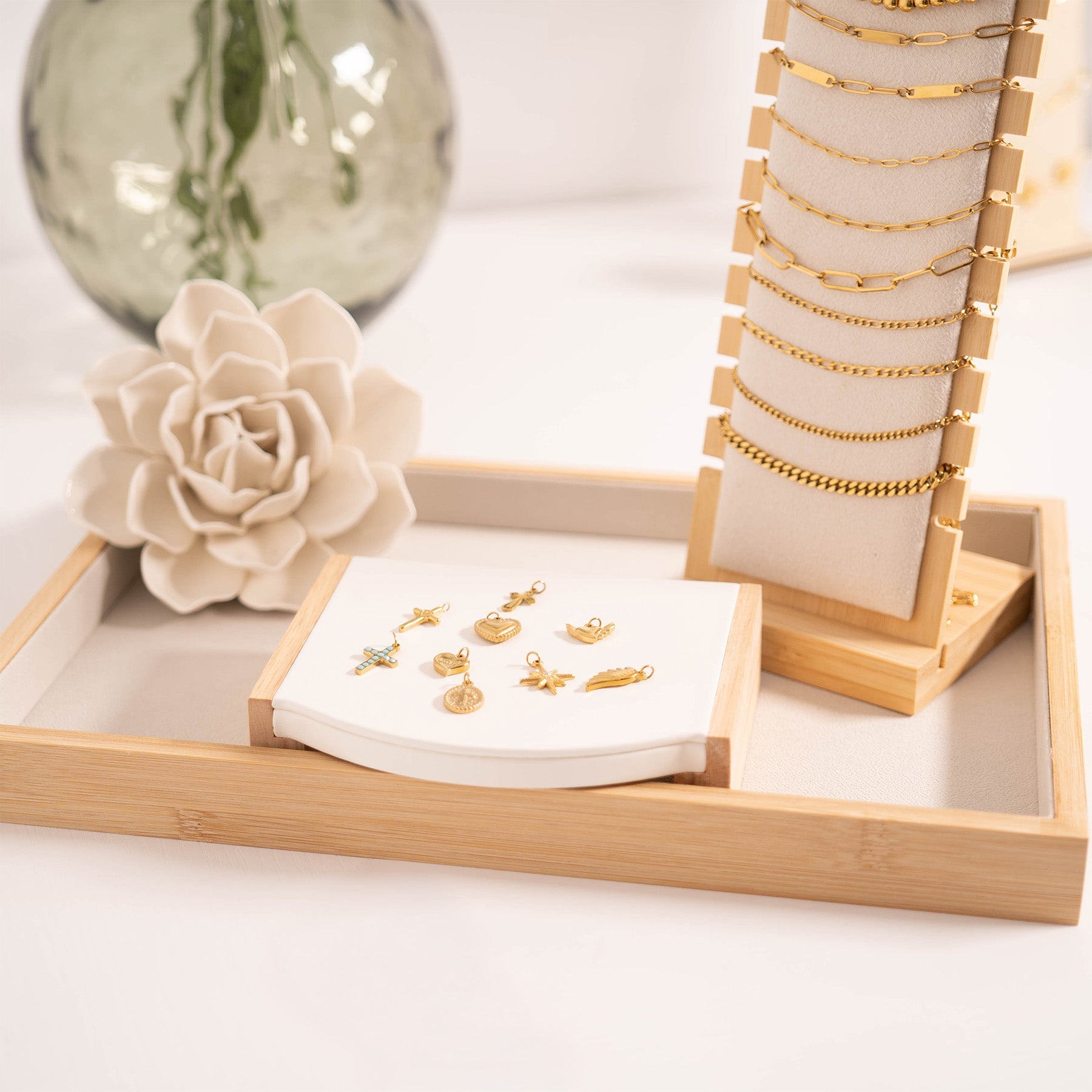 18K Gold Heart Charm Set – Hypoallergenic Stainless Steel Jewelry For Sensitive Skin