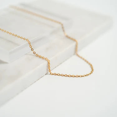 18K Gold PVD Stainless Steel Crimped Oval Link Chain Necklace