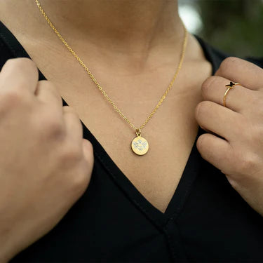 18K Gold PVD Stainless Steel Stone Bee Pendant Necklace