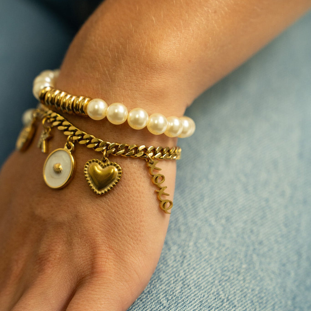 18K Gold Charm - XOXO Bracelet Pendant | Hypoallergenic Stainless Steel Jewelry