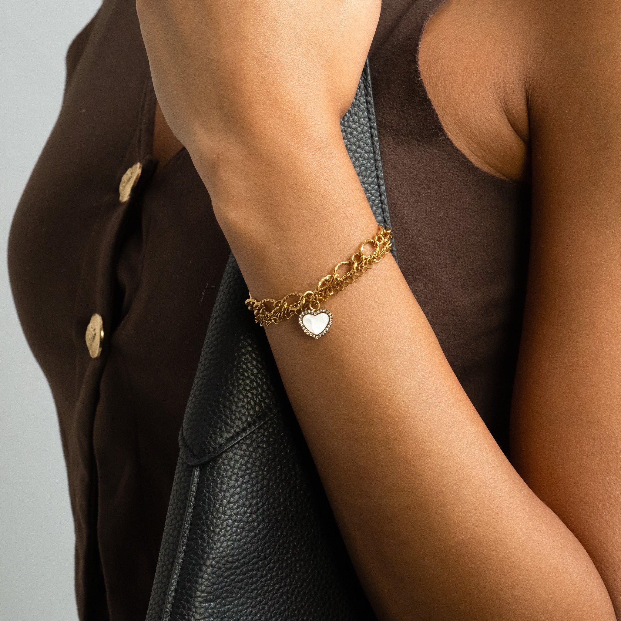 18K Gold Heart Charm – Stainless Steel Pearl Pendant | Hypoallergenic Romantic Jewelry Gift