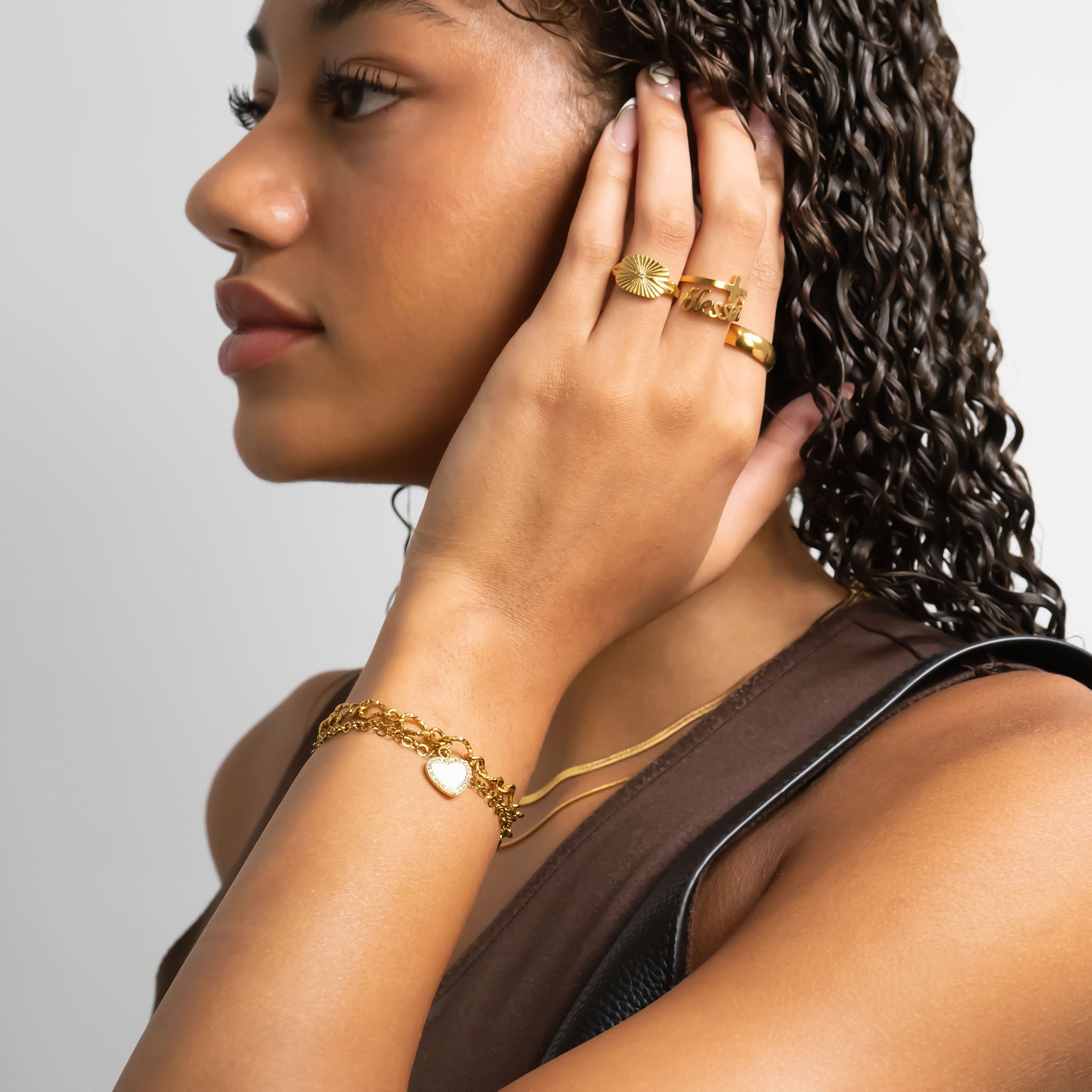 18K Gold Heart Charm – Stainless Steel Pearl Pendant | Hypoallergenic Romantic Jewelry Gift