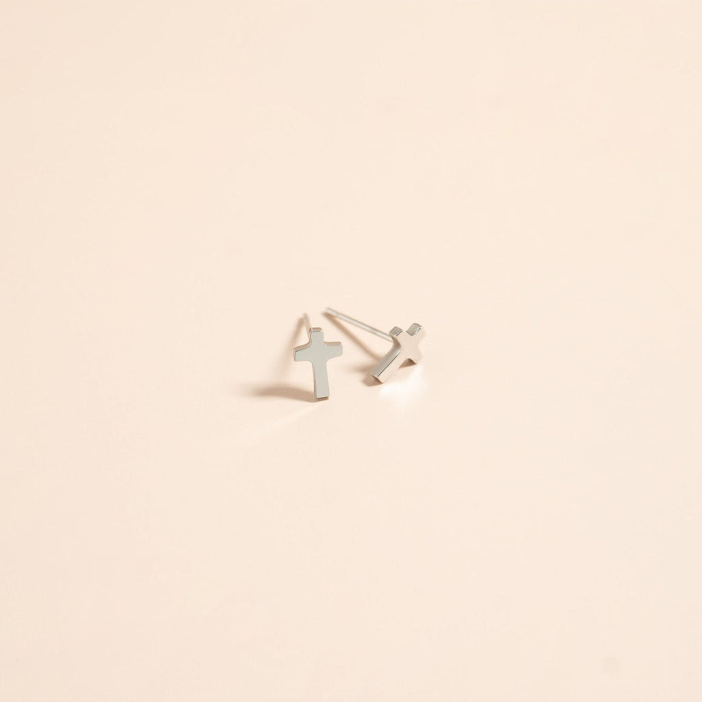 Gold Cross Earrings – 18K Gold Studs | Hypoallergenic Stainless Steel Jewelry
