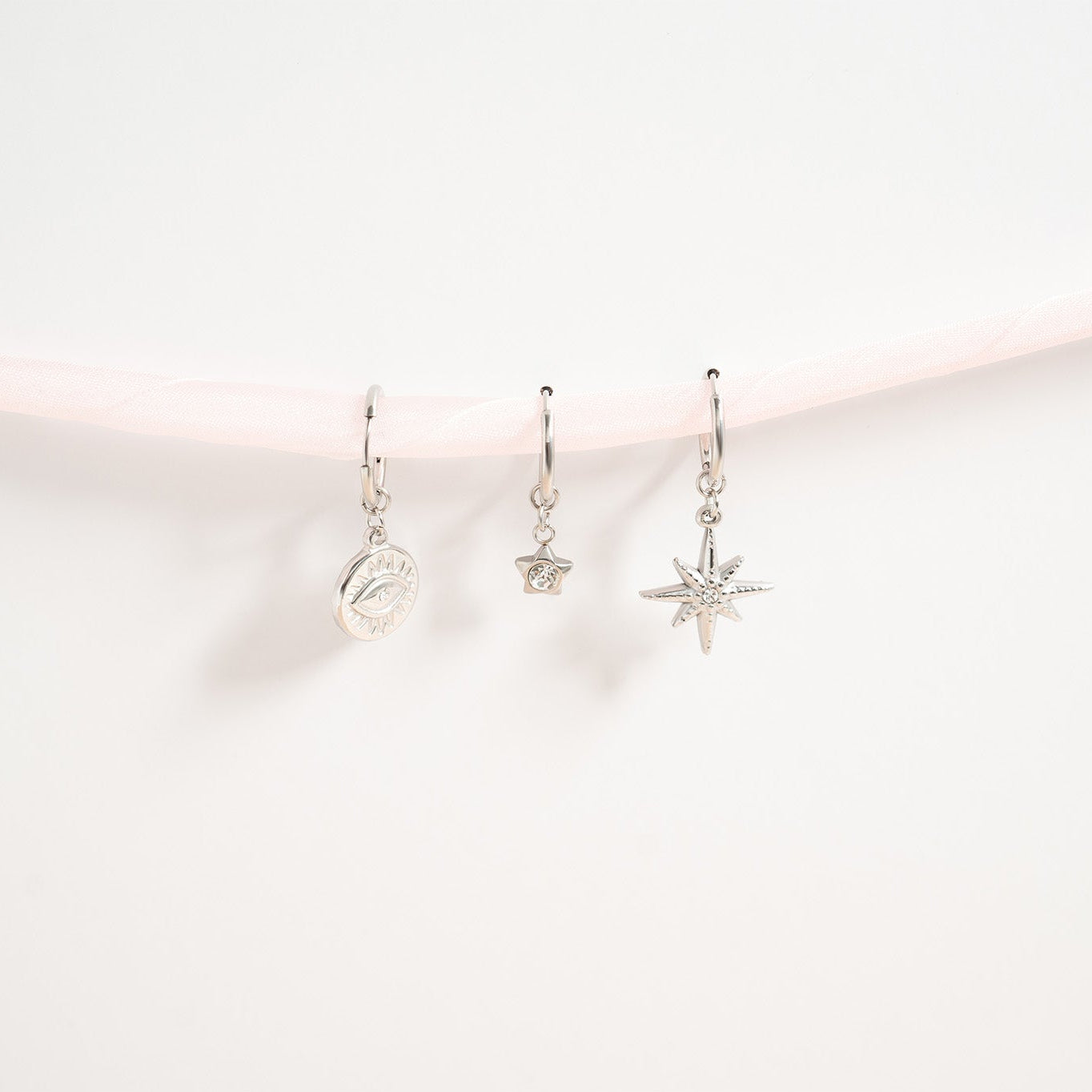 18K Gold Huggie Earrings – Celestial CZ Star Pendant | Hypoallergenic Stainless Steel Hoops