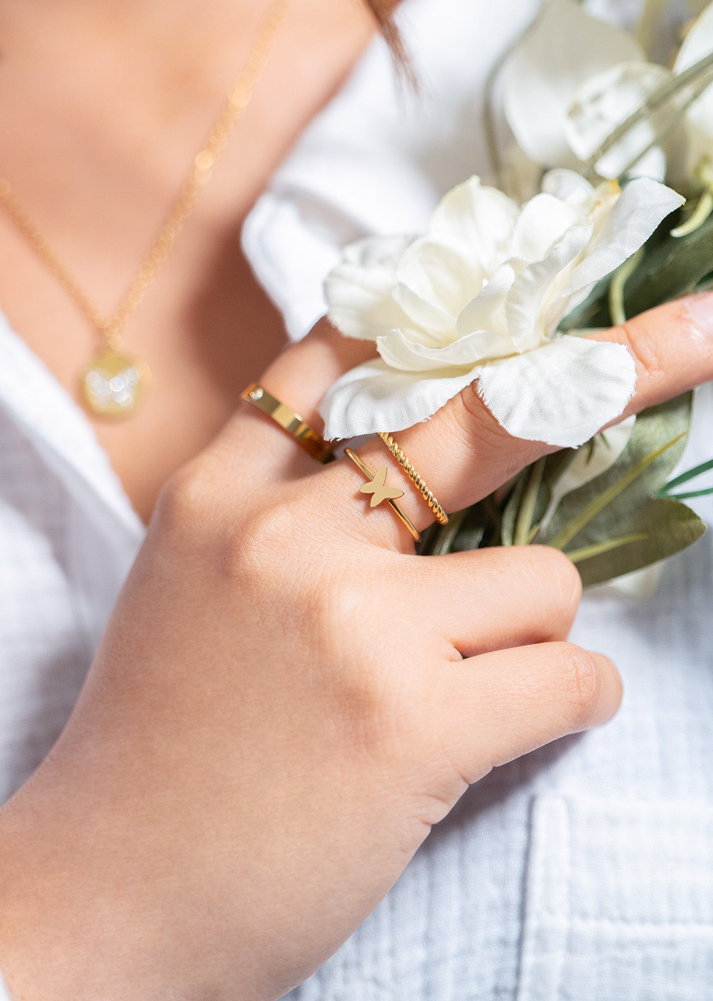 18K Gold Stacking Rings – Symbol Stainless Steel PVD Coated Jewelry Stack