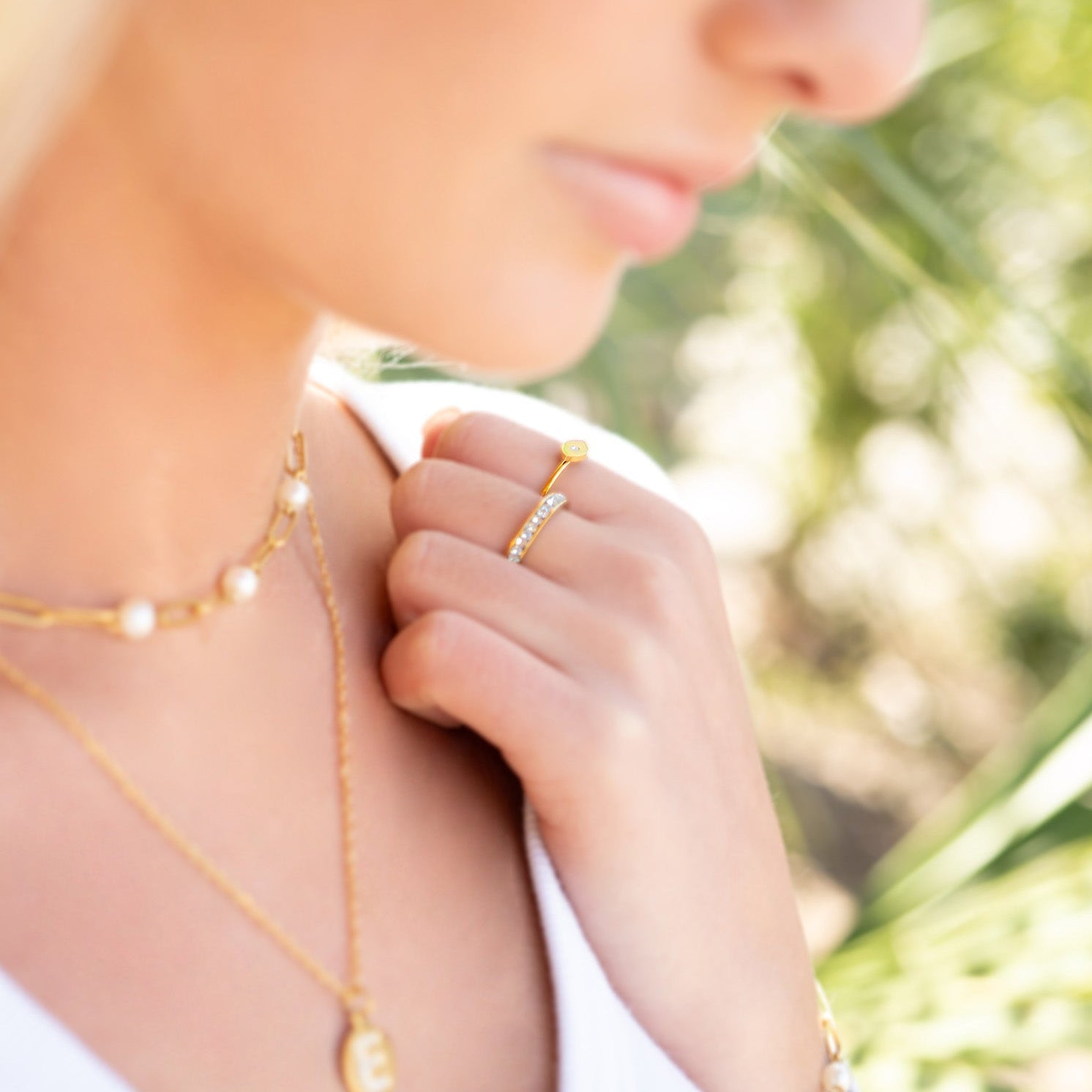 Gold Paperclip Necklace – 18K Gold Jewelry With Pearl Stations | Stainless Steel Chain