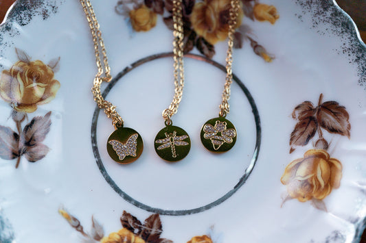 Butterfly, Dragonfly & Bee Necklace – 18k Gold Waterproof Pendant | Nature-Inspired Charm Jewelry