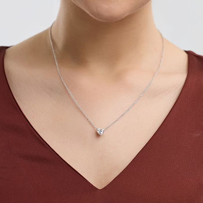 Lab Grown Diamond Necklace – 3 Carat Floating Heart Pendant in 14K Gold