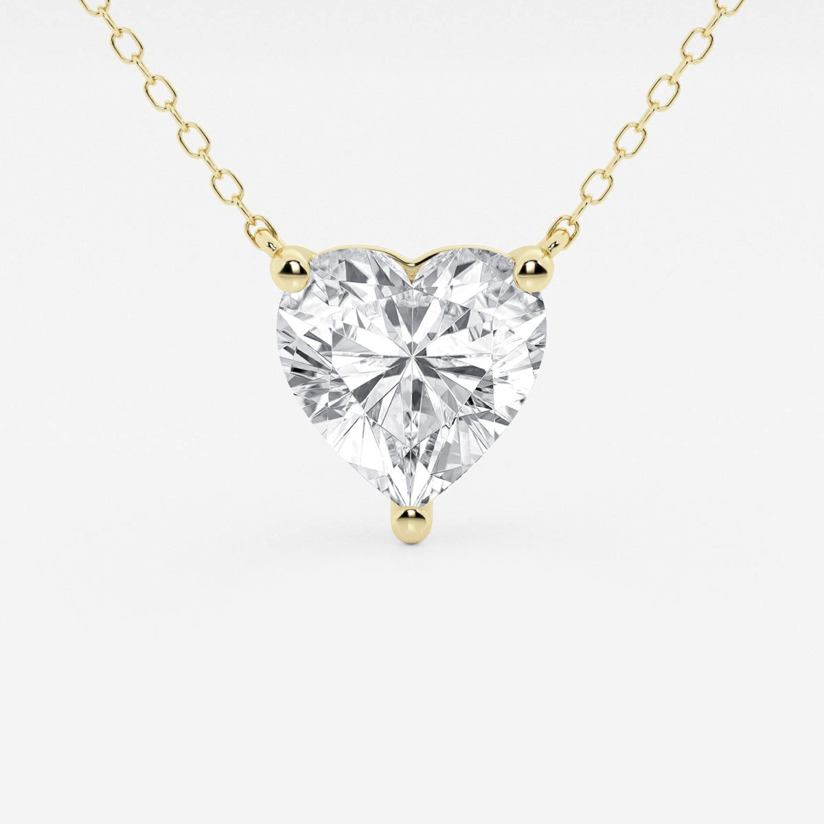 Lab Grown Diamond Pendant – 2 Carat Floating Solitaire Heart Shape Necklace in 14K Gold