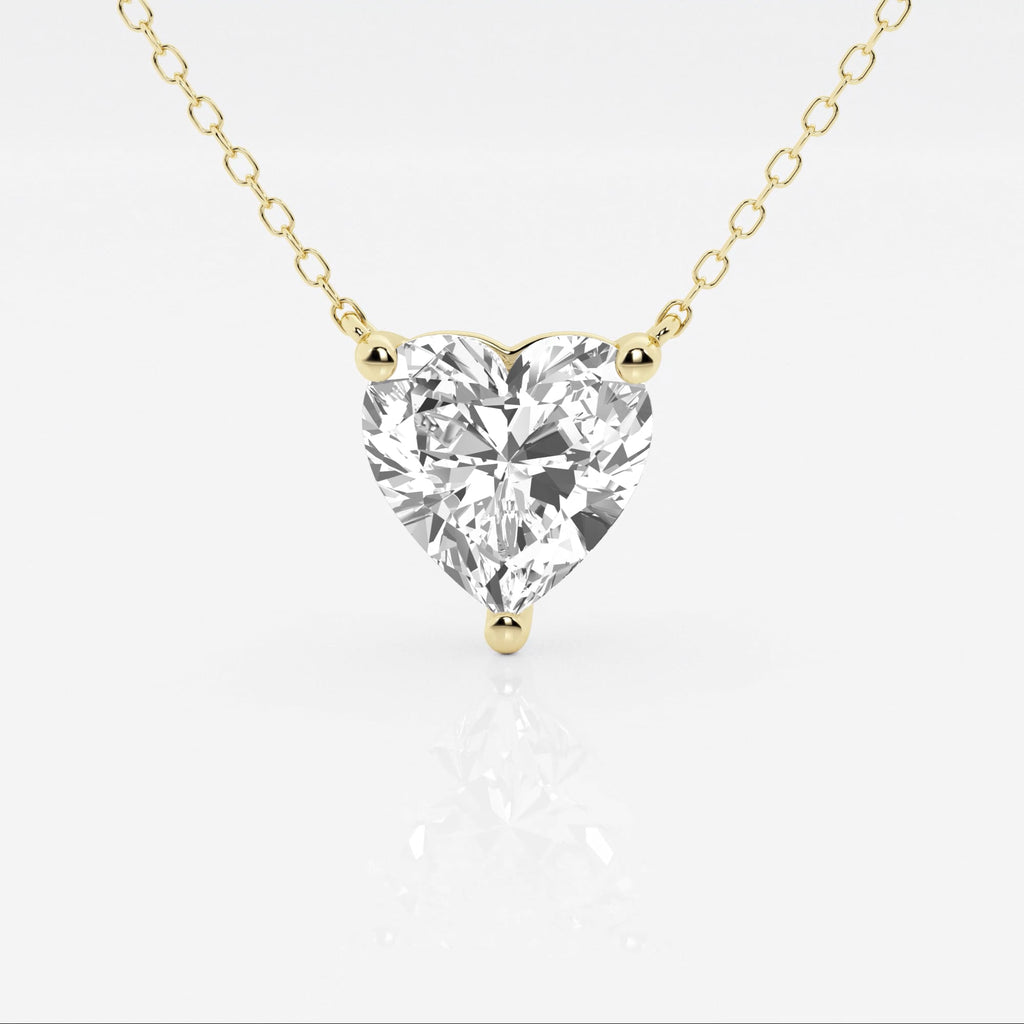 Lab Grown Diamond Necklace – 3 Carat Floating Heart Pendant in 14K Gold