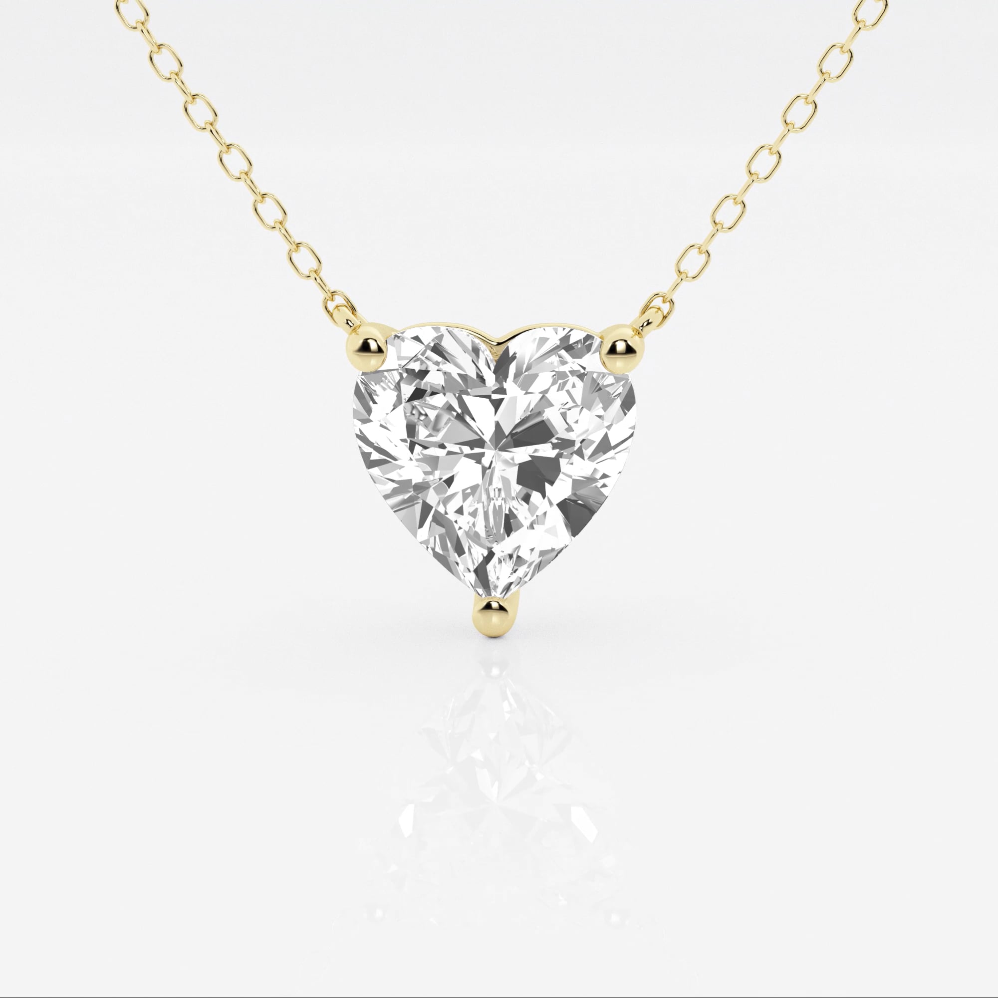 Lab Grown Diamond Pendant – 2 Carat Floating Solitaire Heart Shape Necklace in 14K Gold