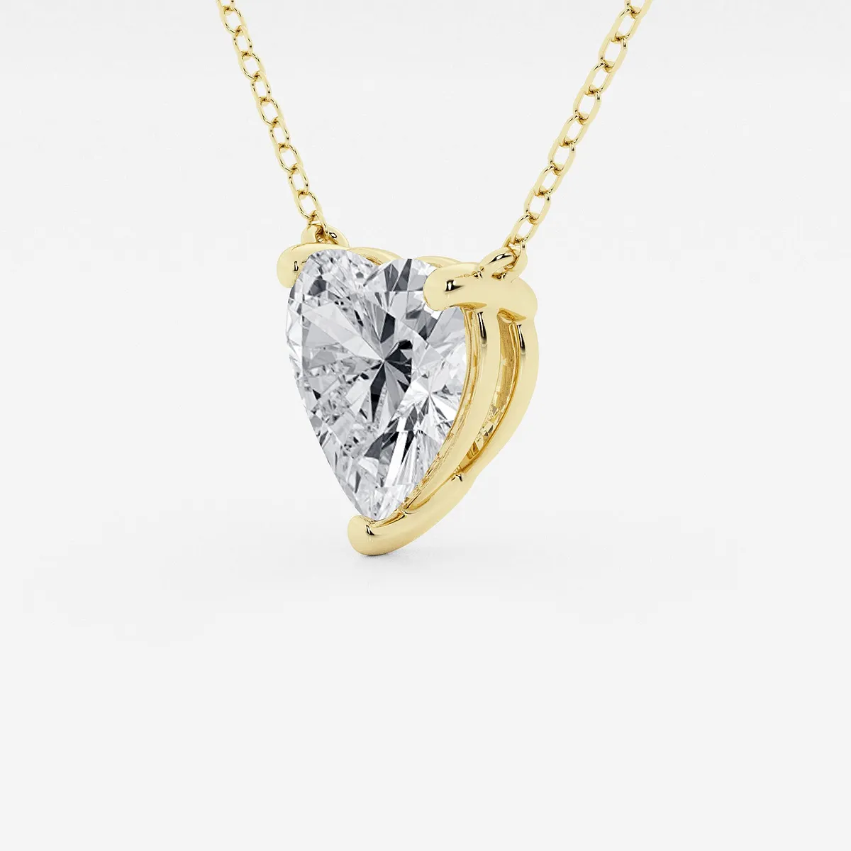 Lab Grown Diamond Necklace – 3 Carat Floating Heart Pendant in 14K Gold