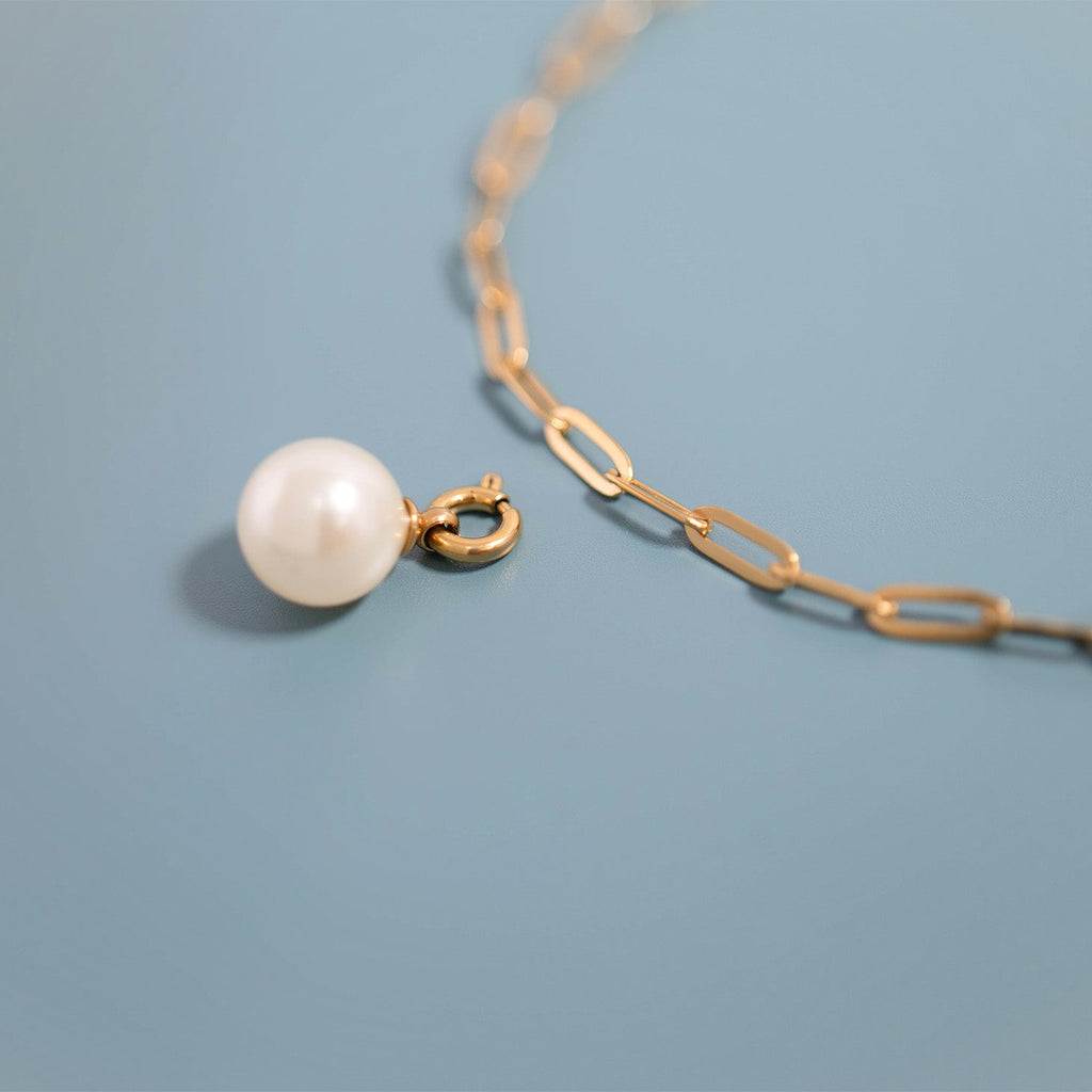 Glass Pearl Charms – Durable 8mm Hypoallergenic Jewelry With Gold Hoop Accent