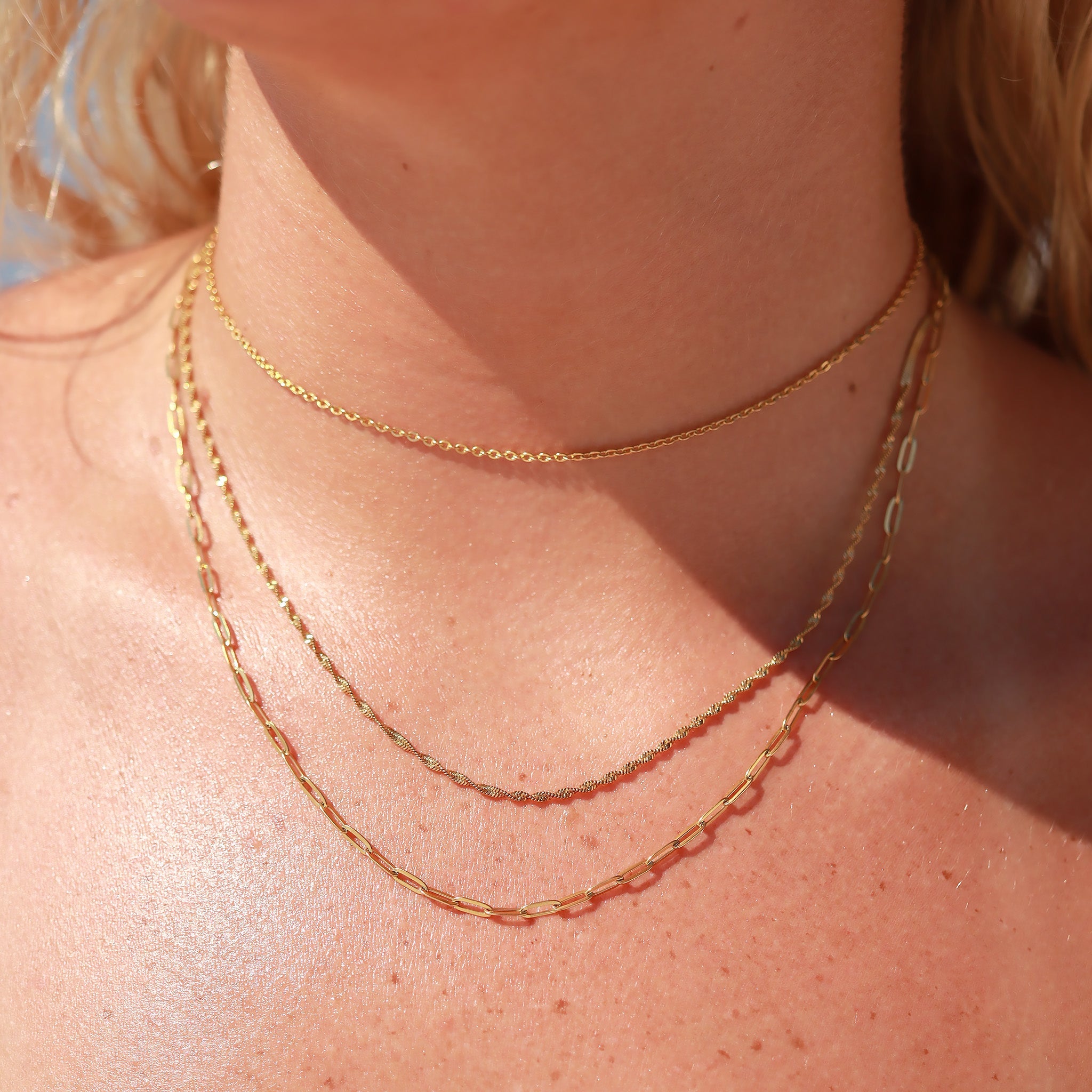 Gold PVD Necklace - 18K Gold Jewelry Stainless Steel Loop Chain Scratch Resistant