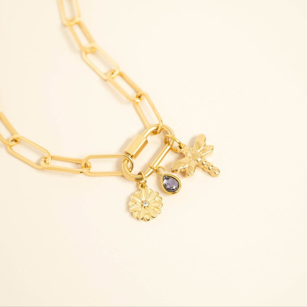 Dragonfly Charm 18K Gold PVD Stainless Steel Waterproof Hypoallergenic Jewelry