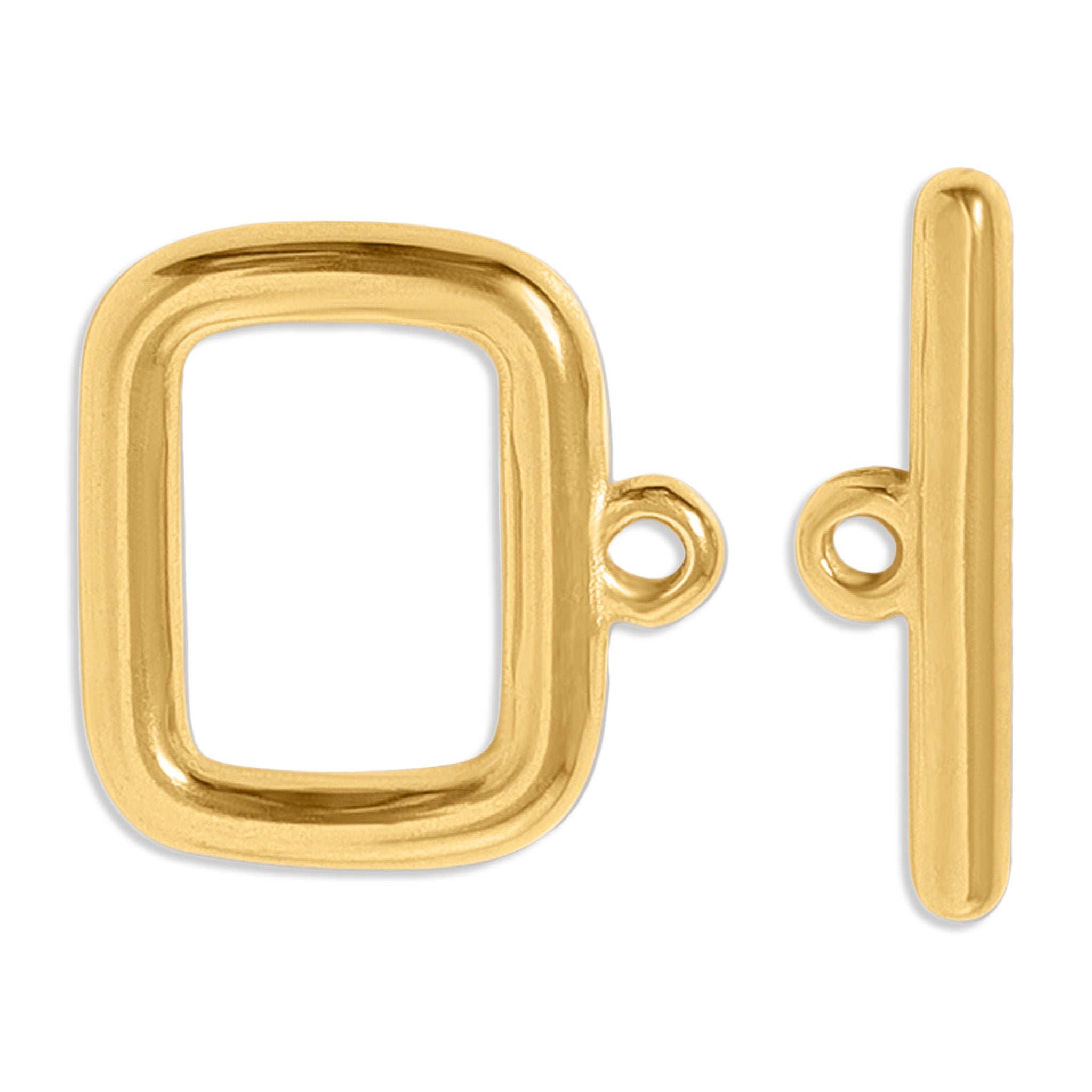 Gold Toggle Clasp - 18K PVD Coated Stainless Steel Rectangle Secure Jewelry Connector