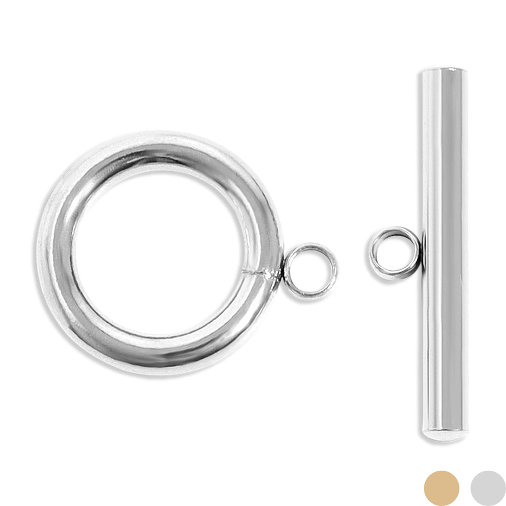 Gold Toggle Clasp - 18K PVD Coated Small Circle Stainless Steel Jewelry Fastener
