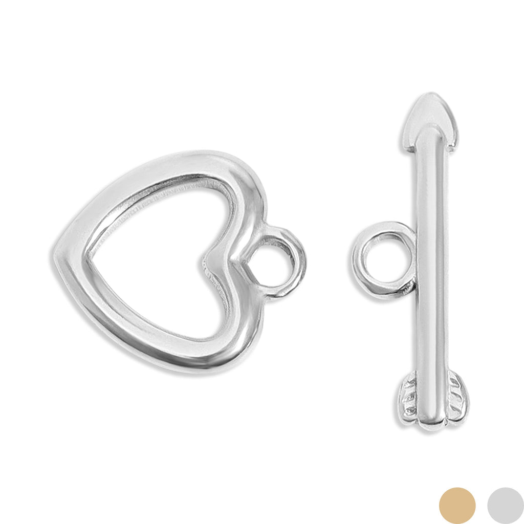 18K Gold Toggle Clasp – Stainless Steel Heart Arrow Secure Jewelry Fastener