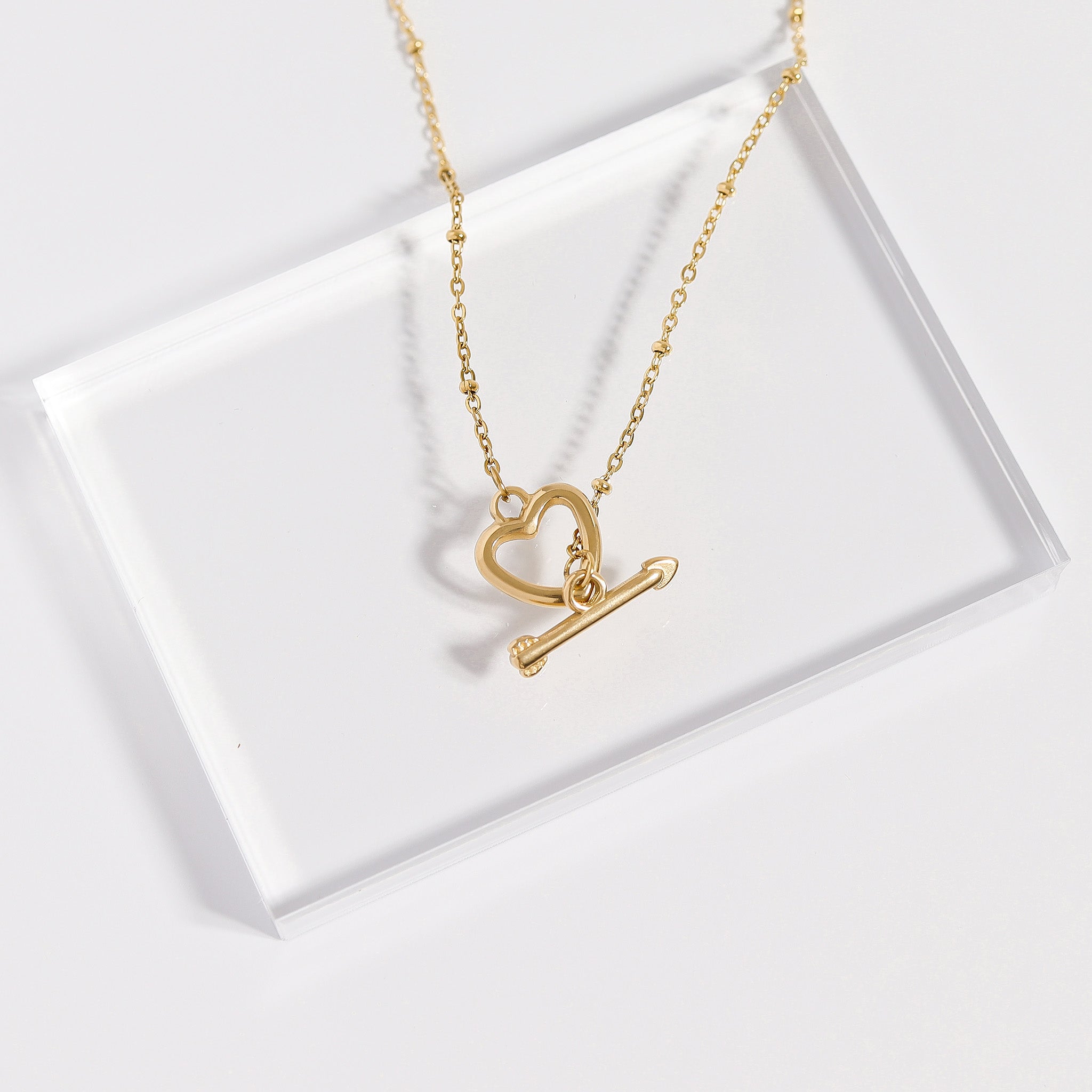 18K Gold Toggle Clasp – Stainless Steel Heart Arrow Secure Jewelry Fastener