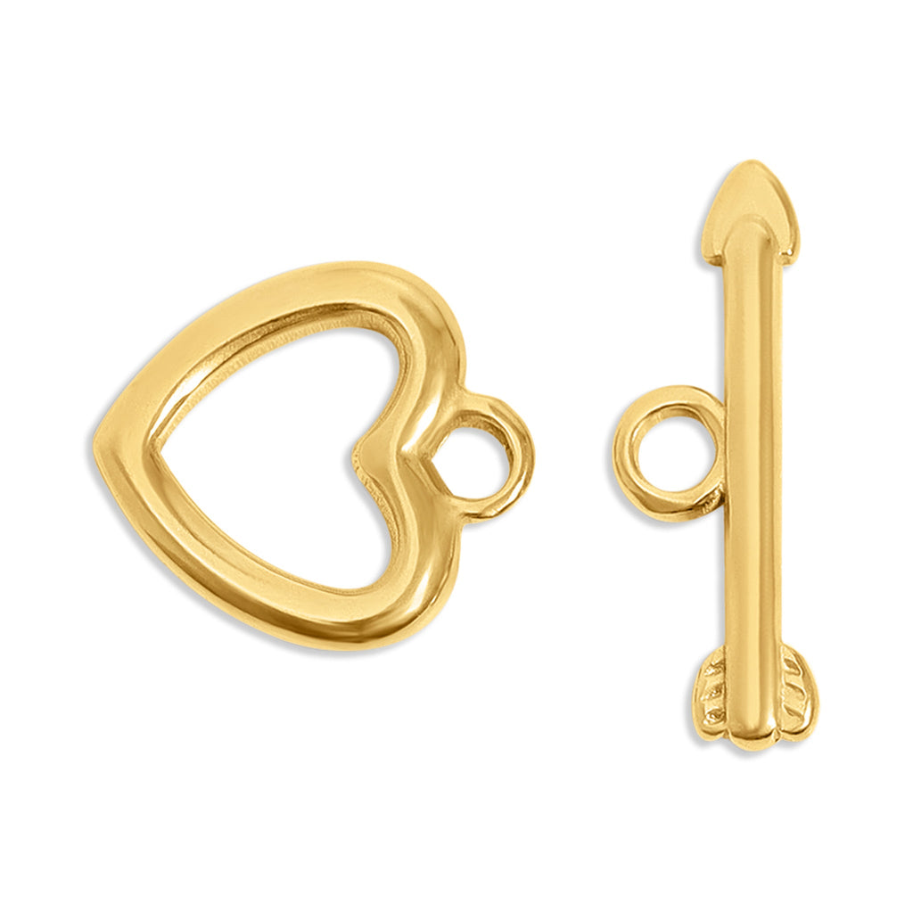 18K Gold Toggle Clasp – Stainless Steel Heart Arrow Secure Jewelry Fastener