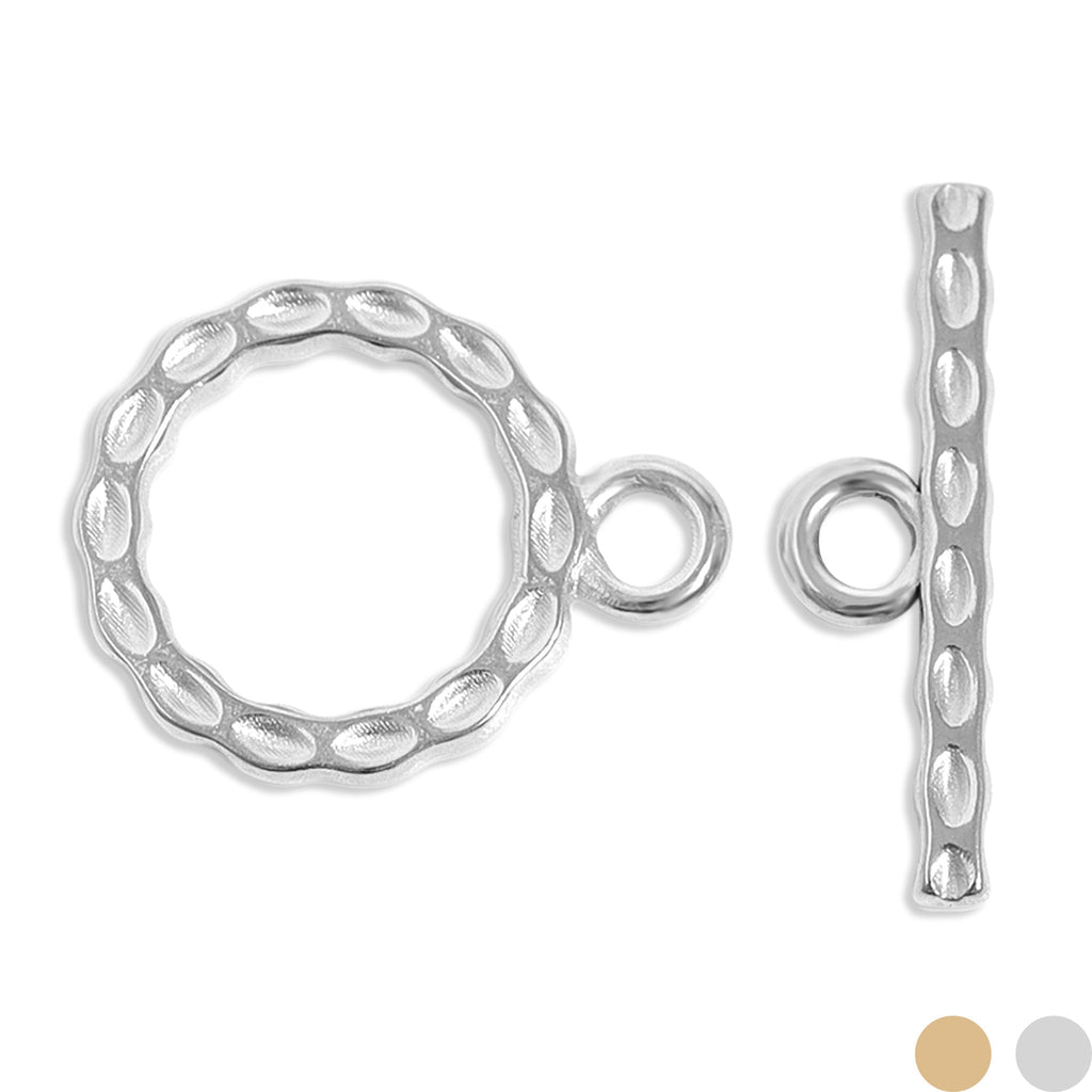 Gold Toggle Clasp – 18K Gold Jewelry Clasp | Textured Circle Stainless Steel Secure Fastener
