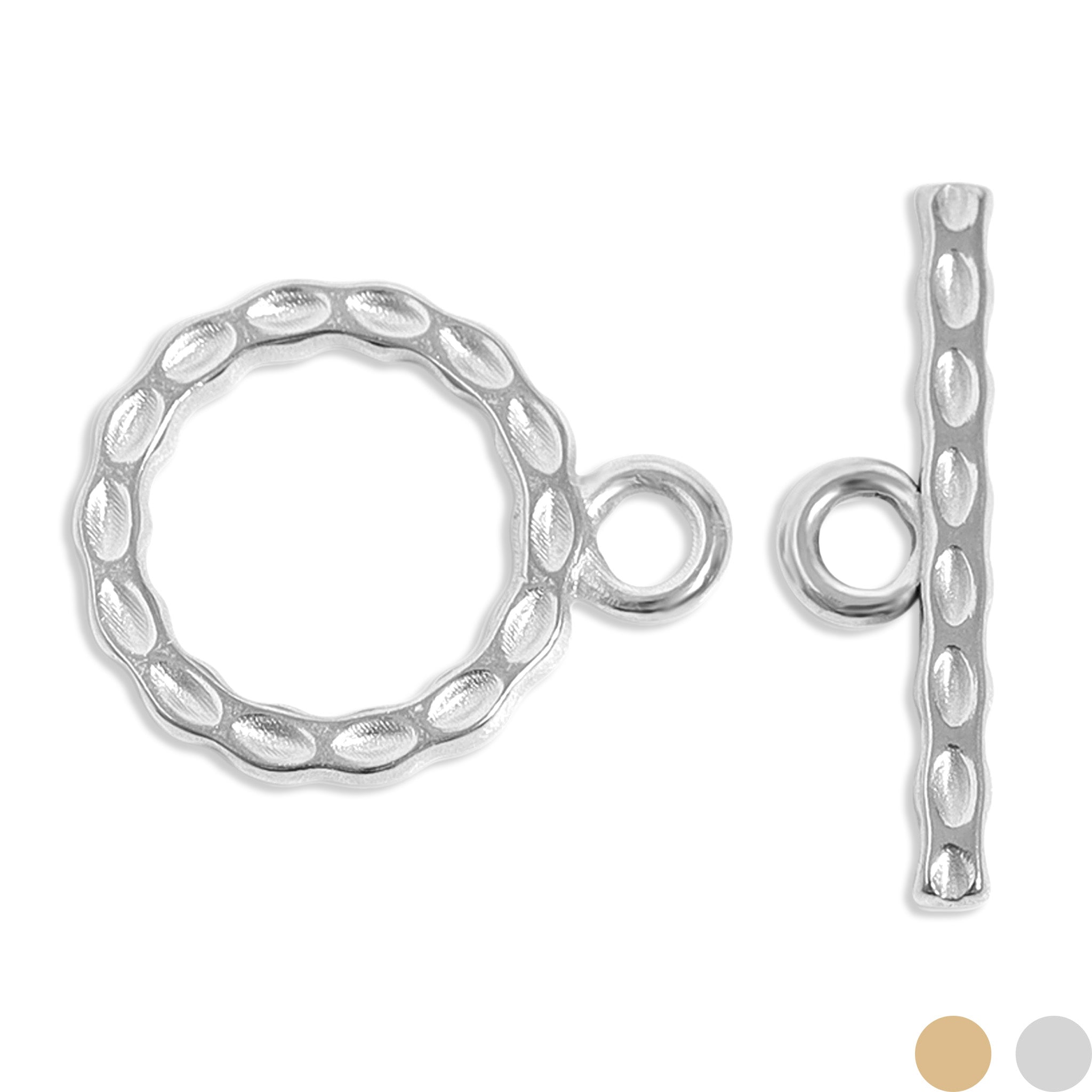 Gold Toggle Clasp – 18K Gold Jewelry Clasp | Textured Circle Stainless Steel Secure Fastener