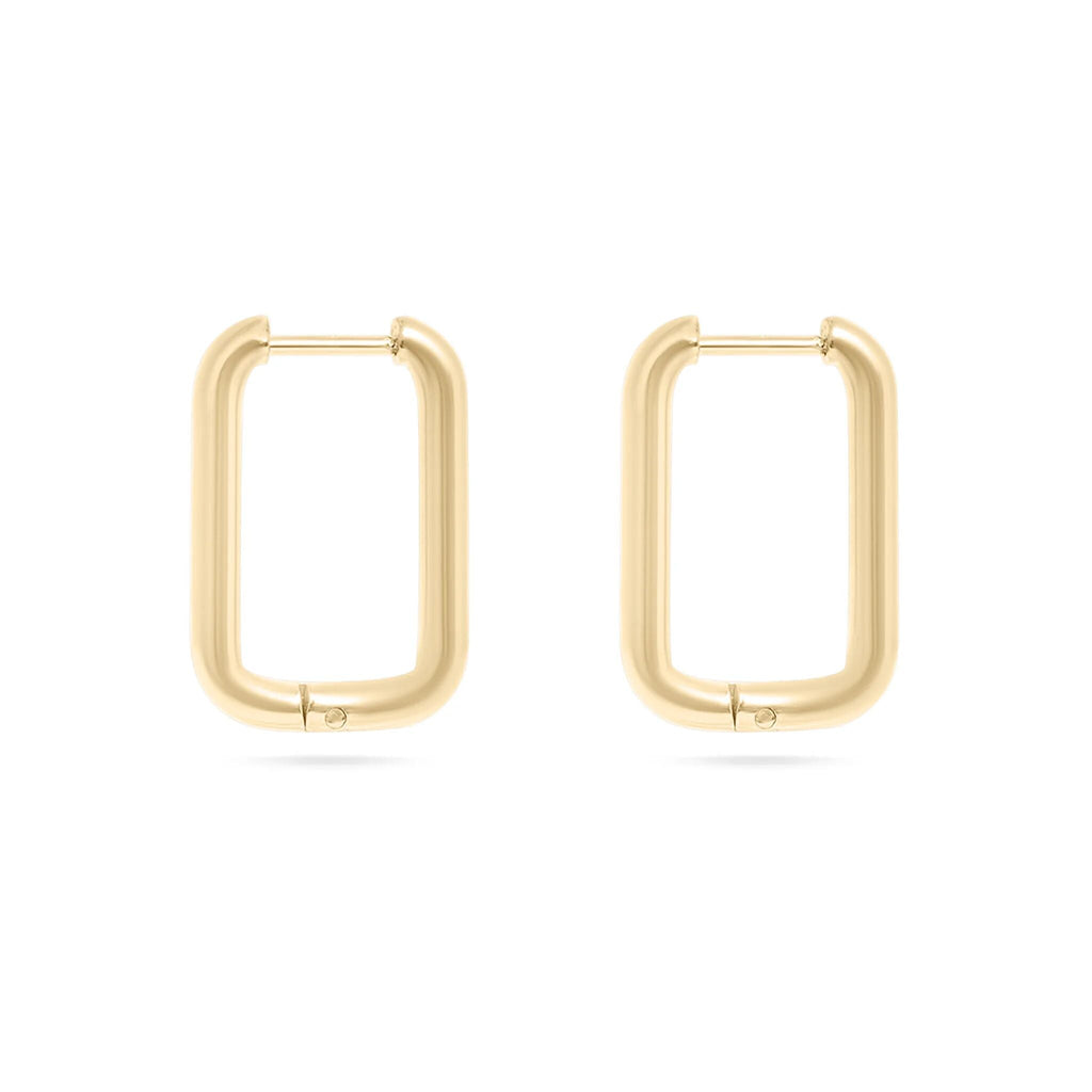 14K Gold Filled PLUS Rectangle Huggie Earrings