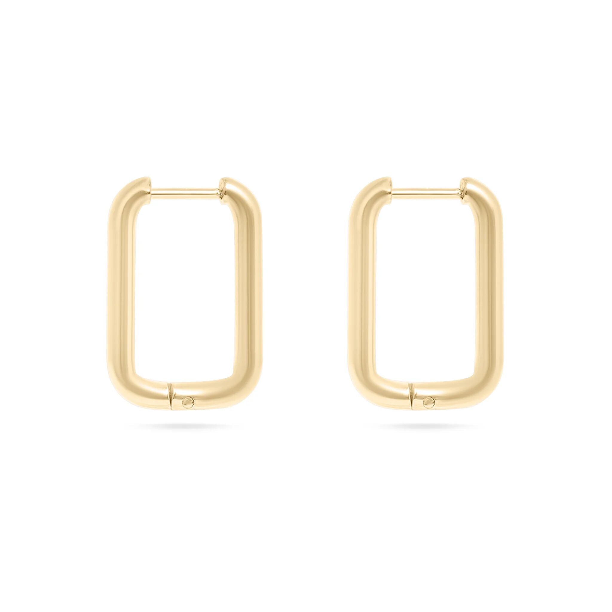 14K Gold Filled PLUS Rectangle Huggie Earrings