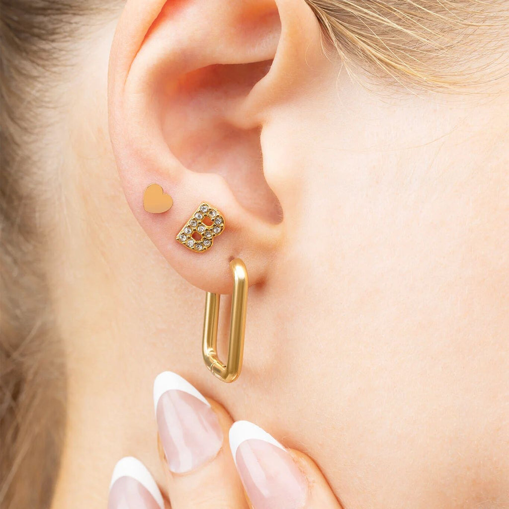 14K Gold Filled PLUS Rectangle Huggie Earrings
