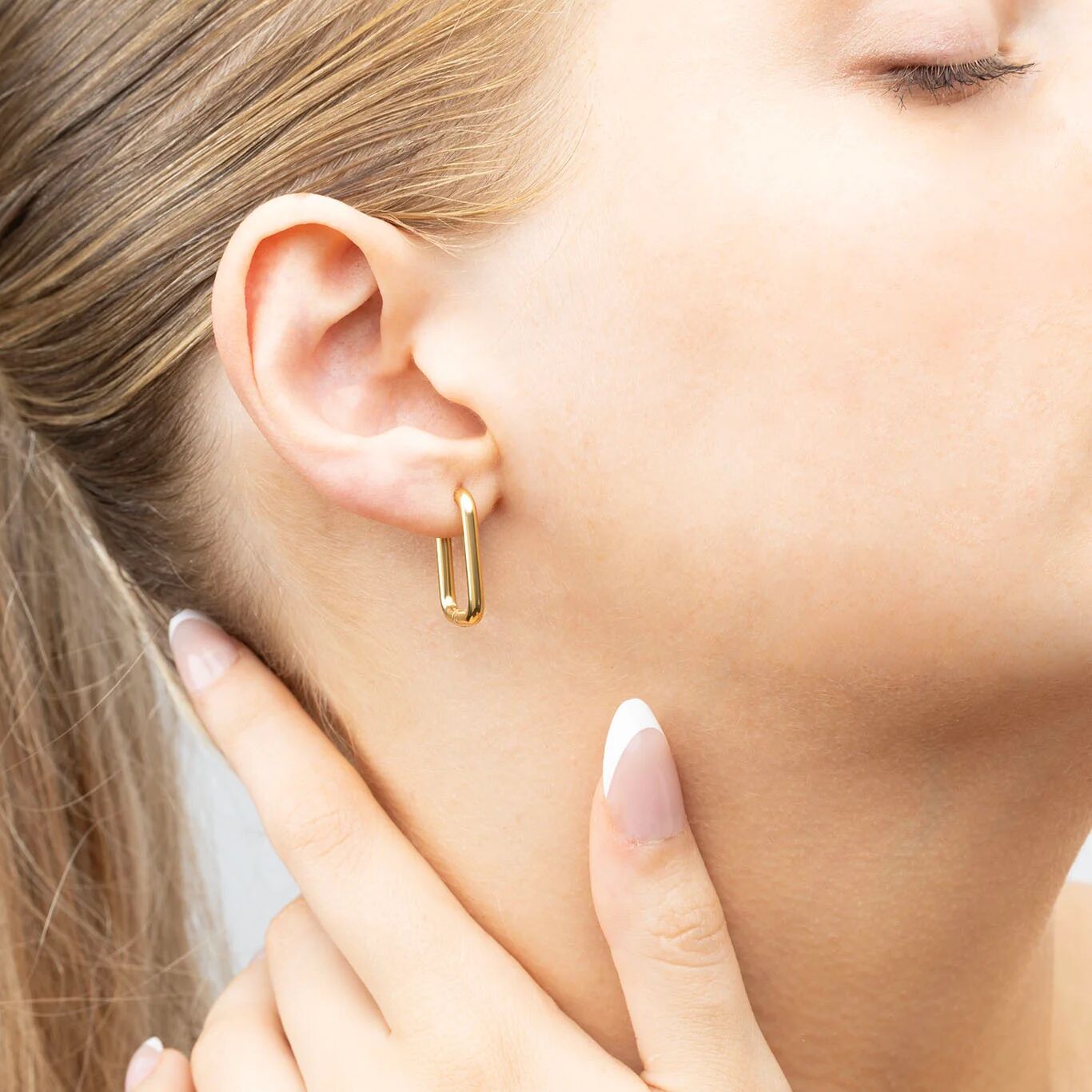 14K Gold Filled PLUS Rectangle Huggie Earrings