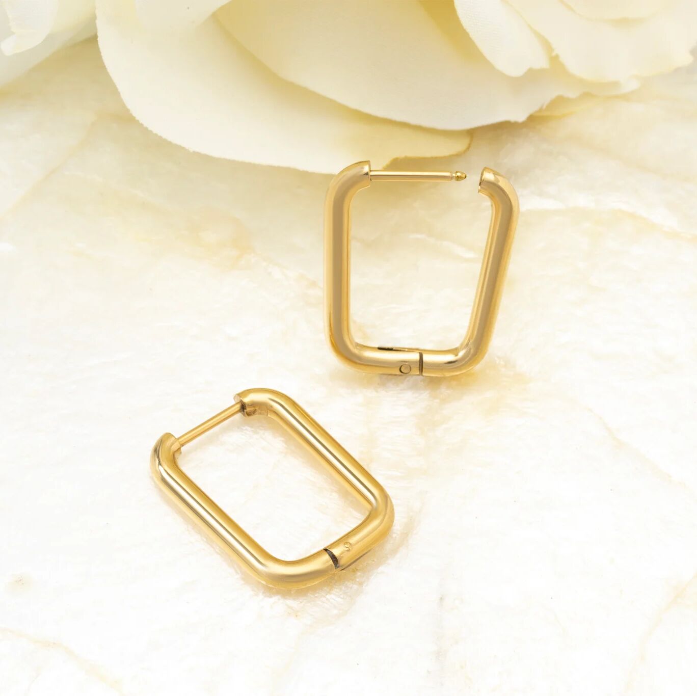 14K Gold Filled PLUS Rectangle Huggie Earrings