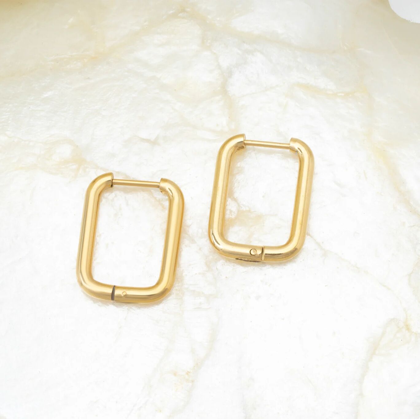 14K Gold Filled PLUS Rectangle Huggie Earrings