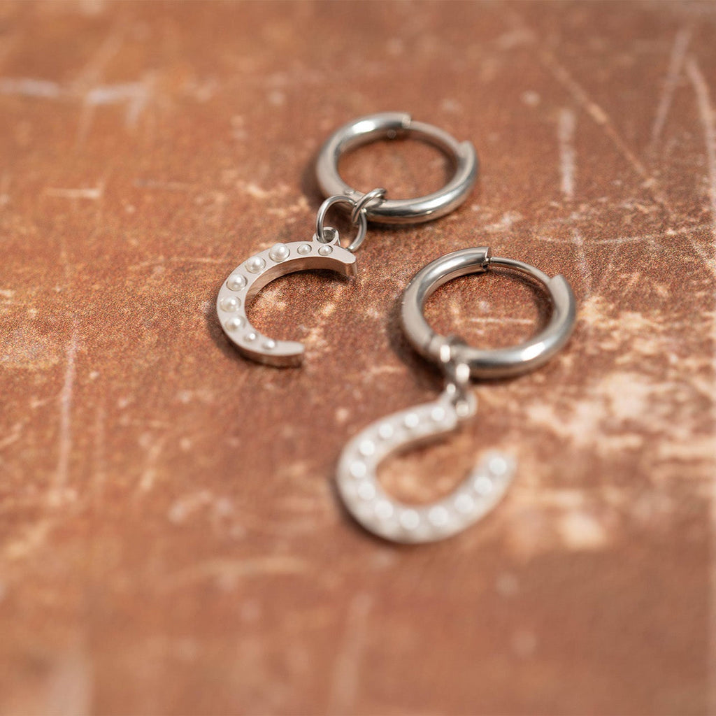 Gold Pearl Moon Charm – 18K Gold Pendant | Stainless Steel Crescent Jewelry