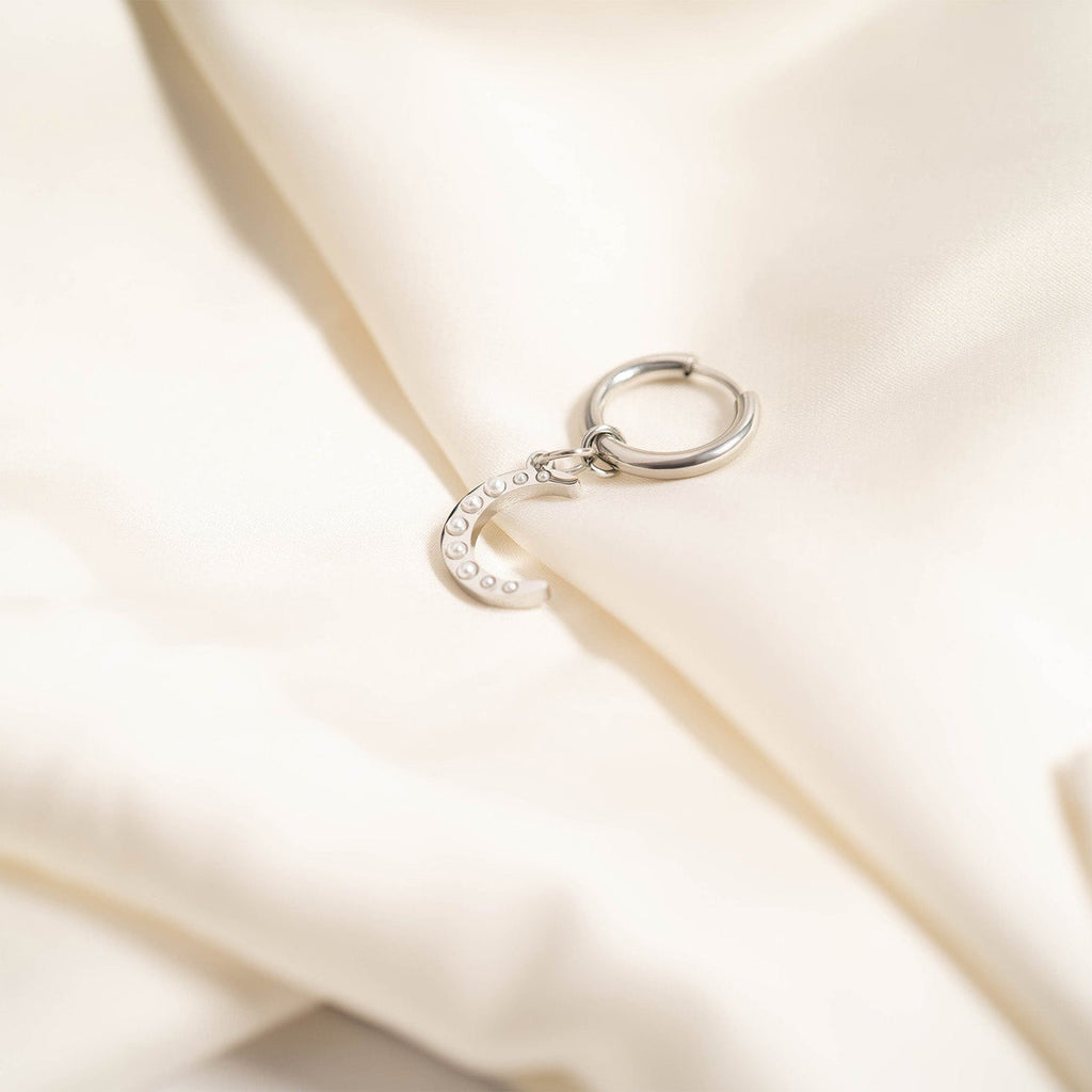 Gold Pearl Moon Charm – 18K Gold Pendant | Stainless Steel Crescent Jewelry