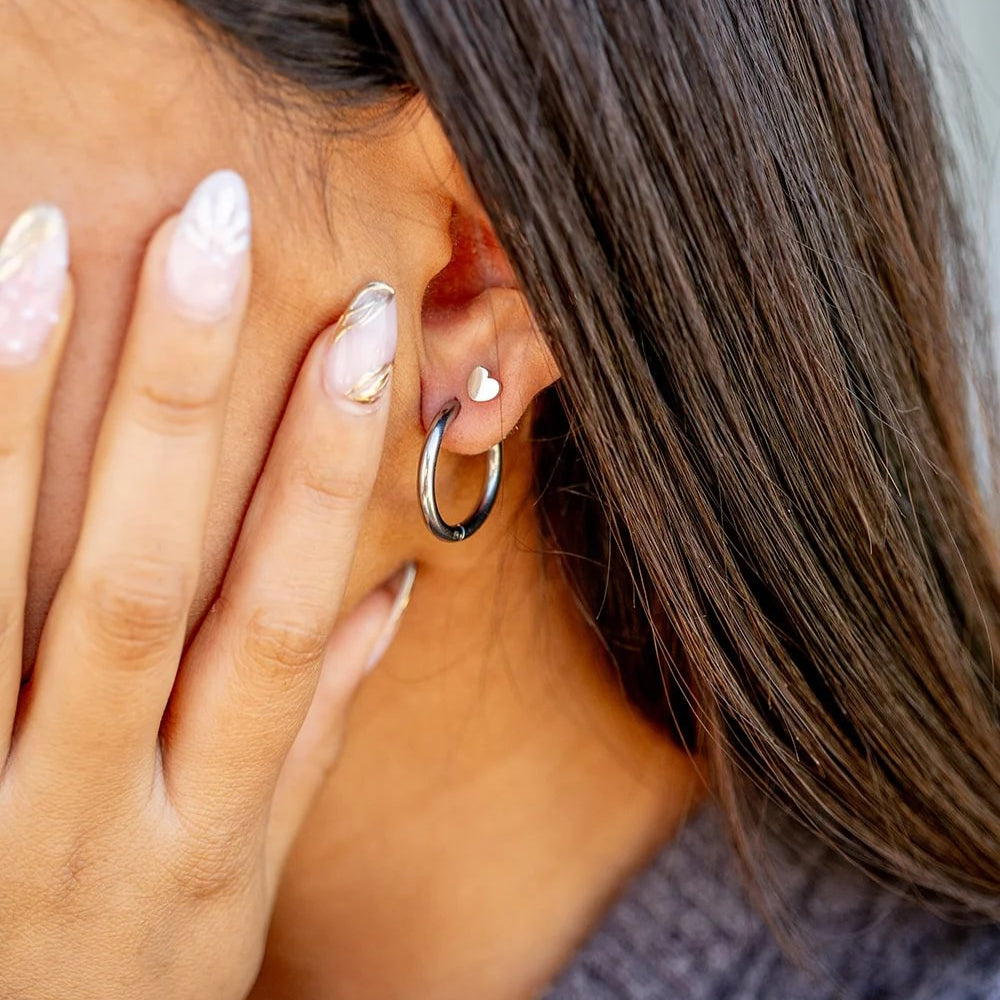 18K Gold Heart Earrings – Hypoallergenic Stainless Steel Studs | Minimalist Design