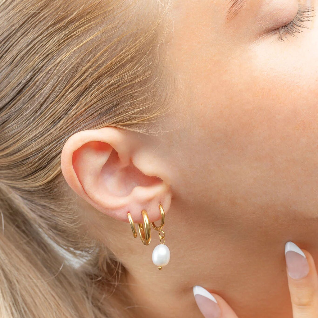 14K Gold Filled PLUS Circle Huggie Hoop Earrings