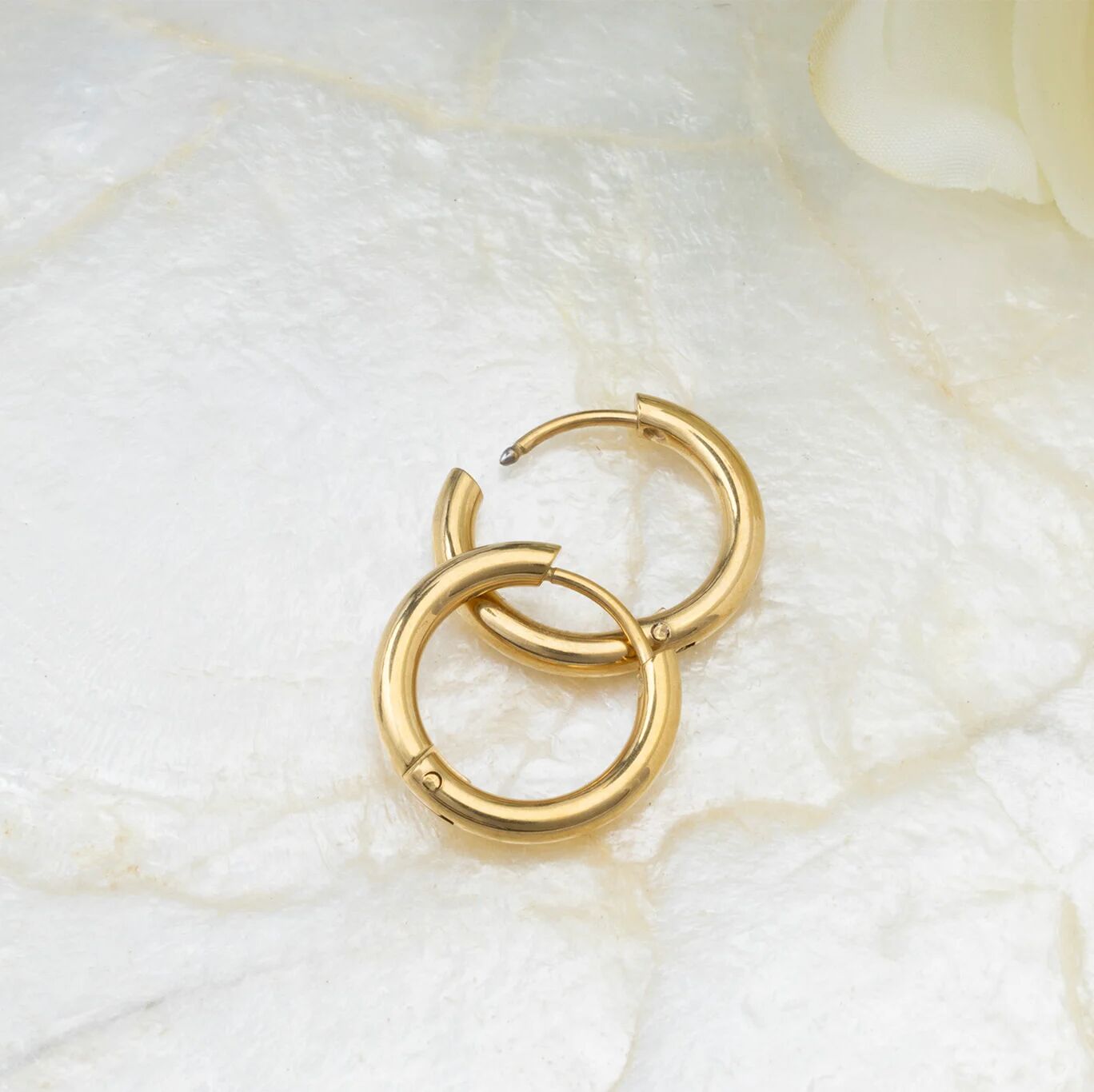 14K Gold Filled PLUS Circle Huggie Hoop Earrings